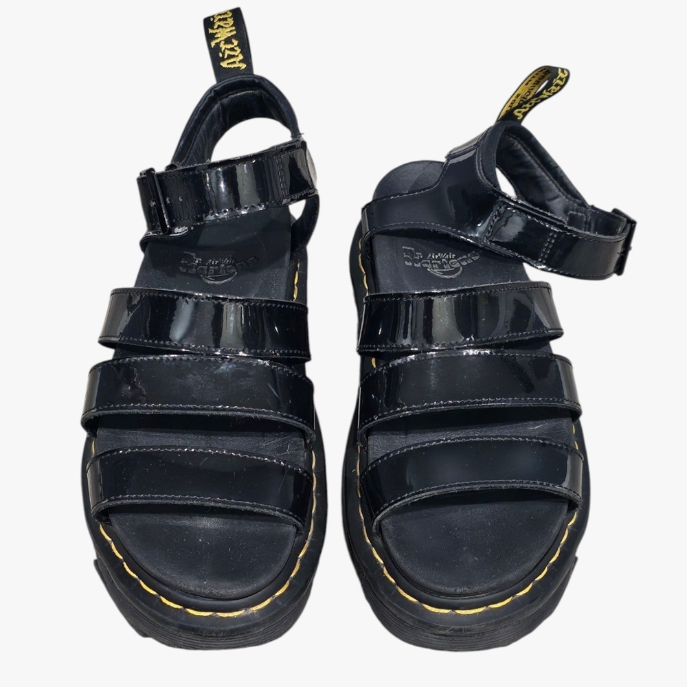 DR. MARTENS Women Blaire Black Patent Leather Platform Gladiator Sandals 8M - Picture 5 of 10